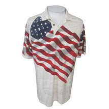 Cotton Traders Men Polo shirt p2p 23  L USA Flag Patriotic Declaration J... - $21.77