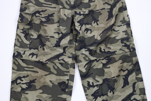 Vintage 90s Mens Size XL Distressed Wide Leg Convertible Cargo Pants Camouflage Item image 3