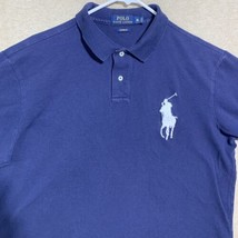 Polo Ralph Lauren Men&#39;s Custom Slim Fit #3 Big Pony Polo Shirt Navy Blue XL - £17.64 GBP