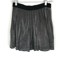 Madewell Women Skirt Size 2 Gray Silver Shimmer Pleated Zipper Mini Casu... - $21.44