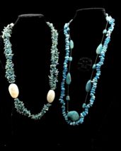 Lot 3 Vtg Imitation Turquoise Stone Shell Chips Mother of Pearl Beaded Necklaces - £74.72 GBP