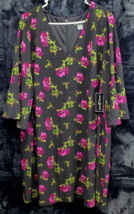 Jessica Howard Sheath Dress Womens Size 22W Black Floral Polyester Back Zipper - £19.49 GBP