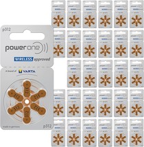 Power One Size 312 Mercury Free Hearing Aid Batteries - £51.95 GBP