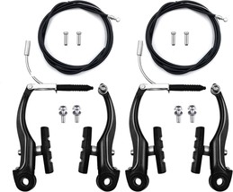 Hmseng 2 Pairs Bicycle Brakes, Universal Complete V Bike Brakes Set,, Black. - £33.48 GBP