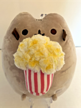 GUND Pusheen the Cat Holding Popcorn 9” Gray Kitty Snackables 2018 Cute! - £9.58 GBP