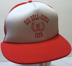 Vtg Rio-Dell Scotia Club Red Mesh Trucker Snapback Hat Horseshoe Pitchin... - $39.59