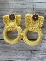 SET OF 2 YELLOW 100% COTTON RING TOWEL TOPPERS - £7.79 GBP