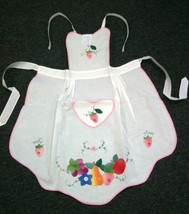 Embroidery Cotton Fruit Grape Strawberry Apple Pear Apron Pocket Unisex One Size - £20.91 GBP