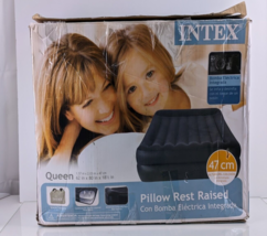 Intex Pillow Rest Queen Air Bed Mattress Built-in Air Pump 62&quot; x 80&quot; x 18.5&quot; - £29.67 GBP