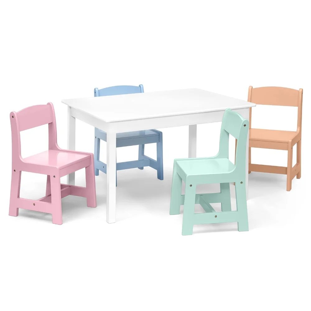 Delta Children MySize Kids Table with 4 Chairs, Bianca White/Pastel chil... - $367.90