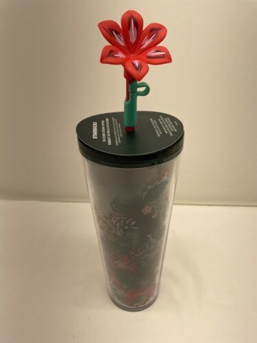 NEW 2022 Christmas Starbucks Tumbler Woodland Berry 24 oz With Flower St... - $21.00
