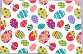 Set Of 3 Same Cotton Fabric Printed Placemats,13&quot;x19&quot;,EASTER Multicolor Eggs,Ccl - £13.23 GBP