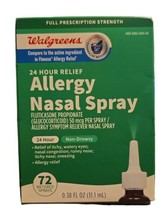 Walgreens 24 Hour Relief Allergy Nasal Spray 0.38 oz 72 sprays Exp 10/2025 - £14.14 GBP