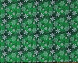 Cotton Christmas Snowflakes Snow Swirls Dots Green Fabric Print by Yard ... - $12.95