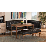 Camelia Dark Brown Faux Leather Walnut Brown 4Pc Dining Nook Set - $24,627.63 MXN