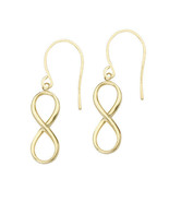925 Sterling Silver Yellow Gold Plated Dangle Infinity Earrings Set - £52.15 GBP