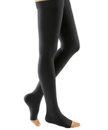 Duomed Soft Class 2 Thigh Length Open Toe Compression Stockings Black Me... - $43.40 CAD