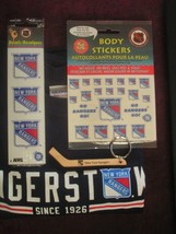 New York Rangers Men&#39;s XL Shirt, Key Chain, 3 Decals &amp; Pkg. Body Stickers Lot - £8.52 GBP