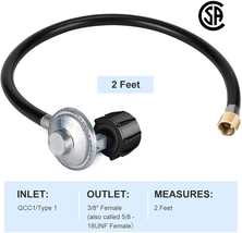 Propane Regulator and Hose 2FT QCC1 Kit LP 3/8 Female Flare Nut for Heat... - $29.97