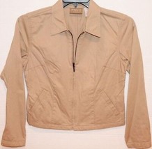 Liz Claiborne LizWear Womens Petite Zipper Front Beige Tan Light Coat Jacket - £23.67 GBP