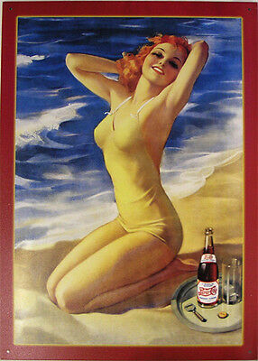 Pepsi-Cola Bathing Beauty Pin-Up Metal Sign - $19.95