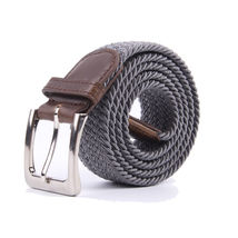 Dark Gray Braided Belts Canvas Elastic Fabric Woven Stretch  - £15.71 GBP