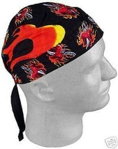 Flaming Heart Dagger Knife Fire Biker DO RAG FITTED TIED BANDANA Head Ca... - £7.98 GBP