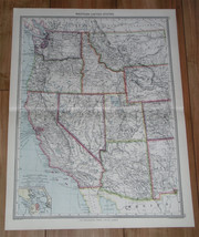 1908 ANTIQUE MAP OF WESTERN USA / CALIFORNIA OREGON WASHINGTON IDAHO MON... - £22.15 GBP