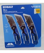 Kobalt 2418019 3 Piece Folding Lockback Knife Set Attached Belt Clip - £20.44 GBP