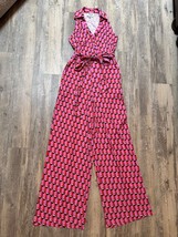 DVF x Target Halter Jumpsuit Geometric Pink XXS Diane Von Furstenburg Pockets - $14.49