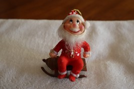 Vtg Christmas Chubby Cheeks Flocked Santa Claus Figure Ornament Plastic ... - $266.20 MXN