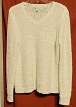 Croft &amp; Barrow V-Neck Loose Knit Sweater Off-White Size Large - £6.25 GBP