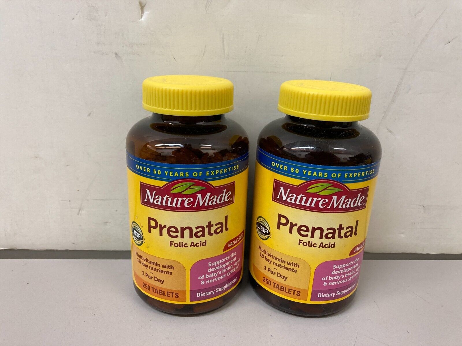 Lot of 2 Nature Made Prenatal Multivitamin w Folic Acid Supplement 500 Tabs 2/25 - $43.44
