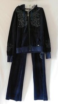 Miss Me Unplugged Blue Velour Sequins Jacket &amp; Pants Set Size Medium - £58.97 GBP
