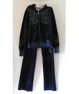 Miss Me Unplugged Blue Velour Sequins Jacket &amp; Pants Set Size Medium - £58.98 GBP