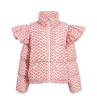 NWT Hill House The Violet in Posy Pink Floral Ruffle Sleeve Puffer Jacket S - £121.79 GBP