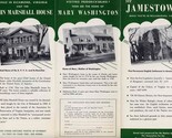 Jon Marshall House Mary Washington Home &amp; Jamestown Brochure 1950&#39;s - $17.82