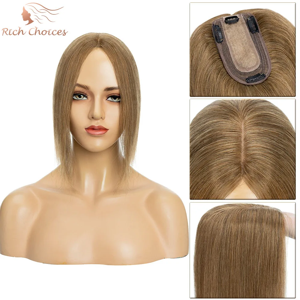 Rich Choices 7x13cm Topper Hair Piece Silk Base 100% Real Remy Human Hair Topper - £42.57 GBP+