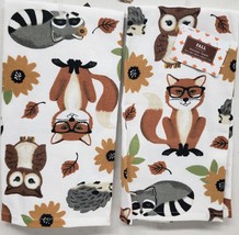 Set Of 2 Same Cotton Terry Towels(16&quot;x26&quot;)SUNFLOWERS &amp; Animals In The Fall, Ritz - $15.83