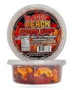bloody peach gummy rings mexican dulces enchilados w/chamoy dip 11oz - $13.81