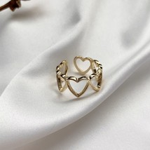 Fashion Simple Hollow Out Heart-shaped Opening Ring Creative Elegant Women&#39;s Wed - £6.67 GBP