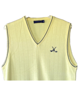Vintage Pinnacle Golf Sweater Vest V Neck Mens MEDIUM Yellow USA Grandpa... - £26.29 GBP