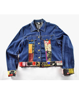 Vintage 90s Nally &amp; Millie Patch Work Denim Jean Jacket Small Made USA - $1,391.68 MXN