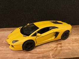 Toy Smith Yellow Matte Lamborghini Toy Car Pullback approx 5&quot; - $4.90