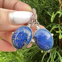 Vintage Sterling Silver 925 Womens Jewelry Earrings Lapis Lazuli Gemston... - $165.00