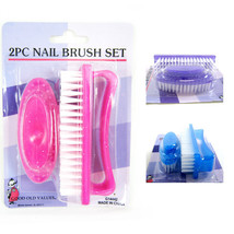 2 Pc Nail Cleaning Brush Set Manicure Pedicure Fingernail Salon Tool Bath Shower - £11.18 GBP