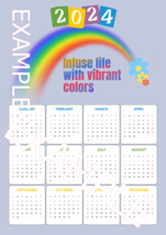 Calendar with a rainbow, Printable calendar, Motivational calendar  - £1.59 GBP