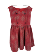 Vintage Girls Dress 1950&#39;s Jumper Red Geometric Print Prop Costume - €21,55 EUR