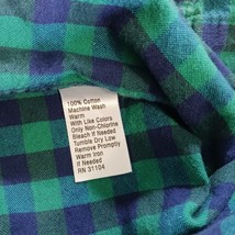 Saddlebred Button-Down Collar Men's Green & Blue Cotton Check Shirt Size S image 4