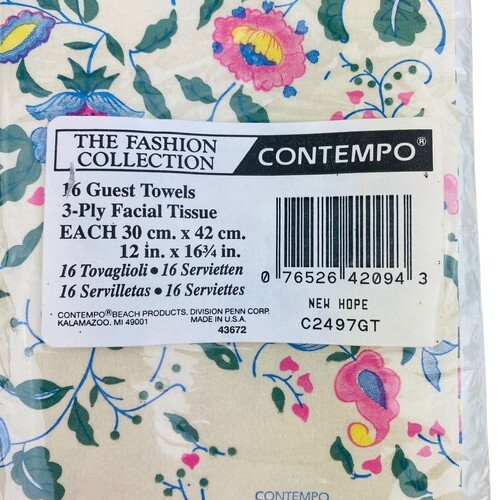 32 Vintage Paper Guest Hand Towels Tissue Bathroom Bright Floral Cream Contempo Item image 5